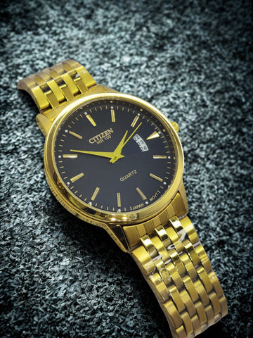Classic Gold Citizen WR 100 Quartz Men's Premium Quality Watch