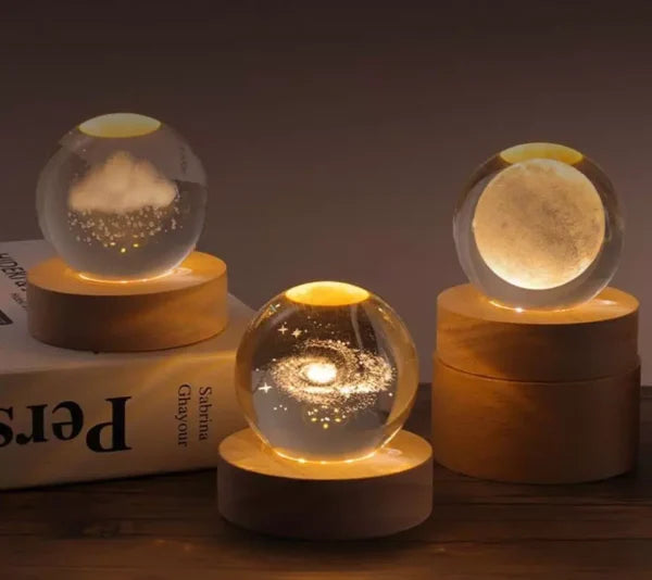 Crystal Galaxy LED Light Globe – Illuminated Solar System & Planetarium Decor