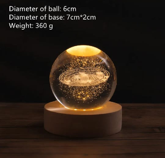 Crystal Galaxy LED Light Globe – Illuminated Solar System & Planetarium Decor