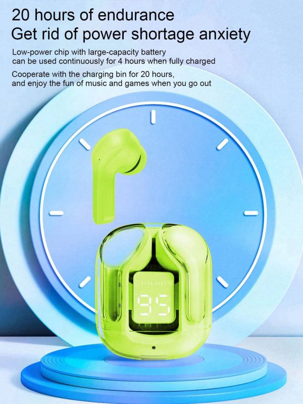 Colorful LED Display Wireless Earbuds – Stereo Sound with Digital Battery Indicator
